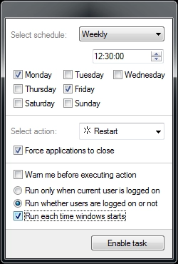 Popup schedule window