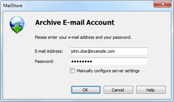 Archiving from IMAP, POP3 or Microsoft Exchange server