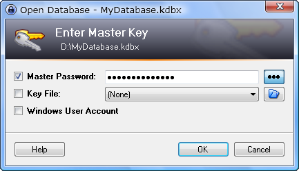 Entering the Master Password