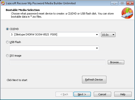 Burn a Windows password recovery CD