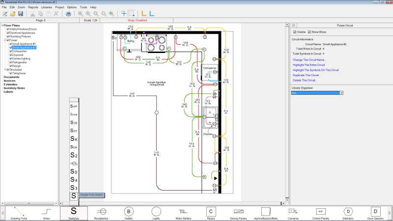 Detailed kitchen wiring is shown.