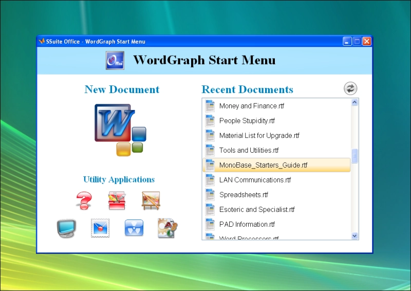 WordGraph Start Menu