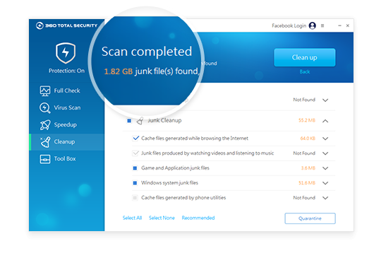 Cleanup frees your disk space by removing junk files and plugin, which can improve system performance - With cleanup you can decide which areas and files to clean.