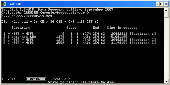 Partition table recovery