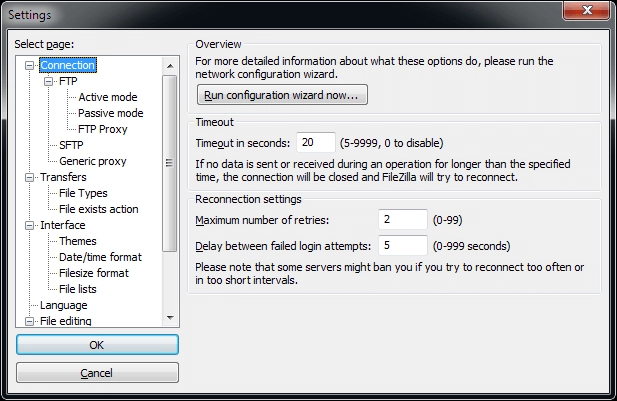 Settings dialog