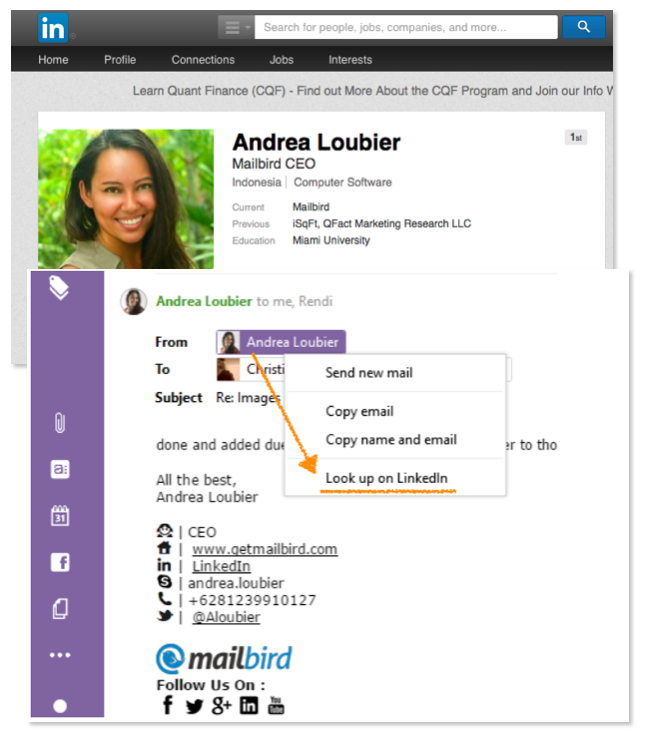 how to use mailbird linkedin