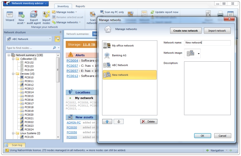 Multiple networks inventory