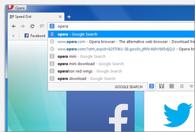 Searching and navigating the web is a breeze, with Opera's intuitive combined address and search bar.