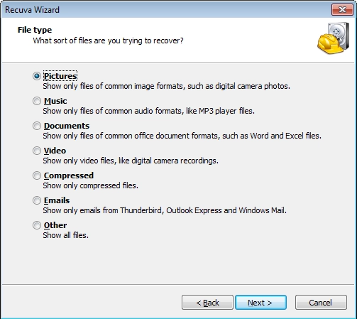 For beginner users Recuva has a simple wizard that helps you to locate the deleted files on your system.