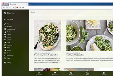 Want to stay in the loop with the latest news? Opera’s restyled Discover feature with an intuitive list of categories brings it to your browser.