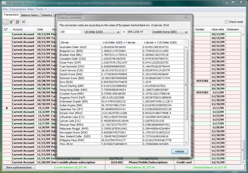 Convert currencies using the European Central Bank official rates