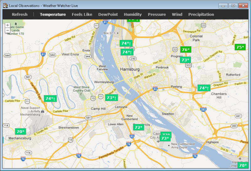 See live weather observations for every weather station in your area.