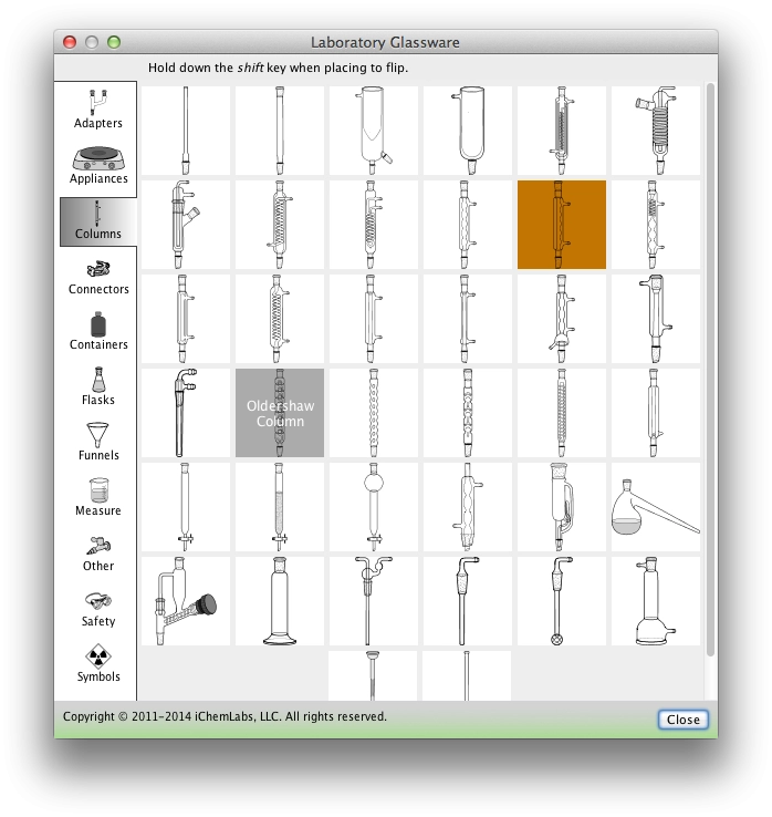 A large vector graphic glassware library