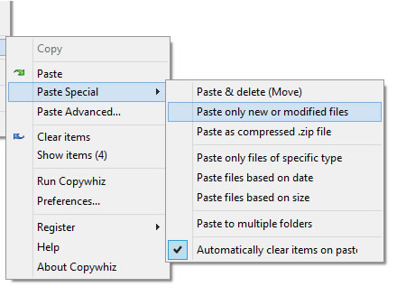 copy only new files from one folder to another