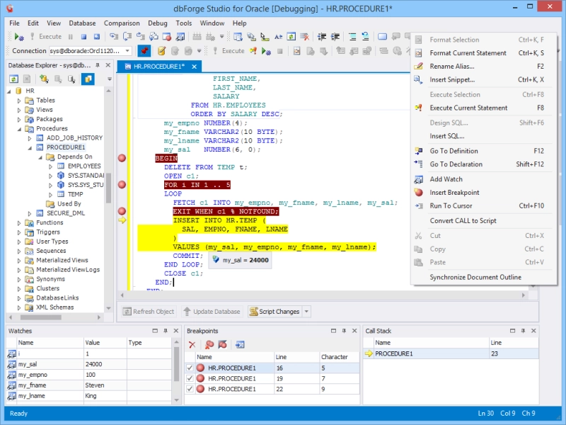 Oracle PL/SQL Debugger