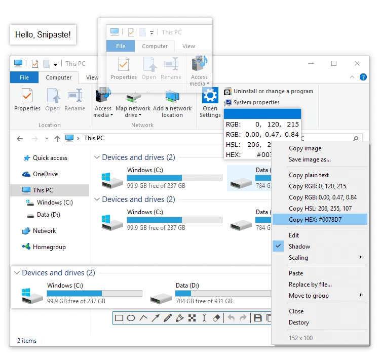 Paste images as topmost floating windows