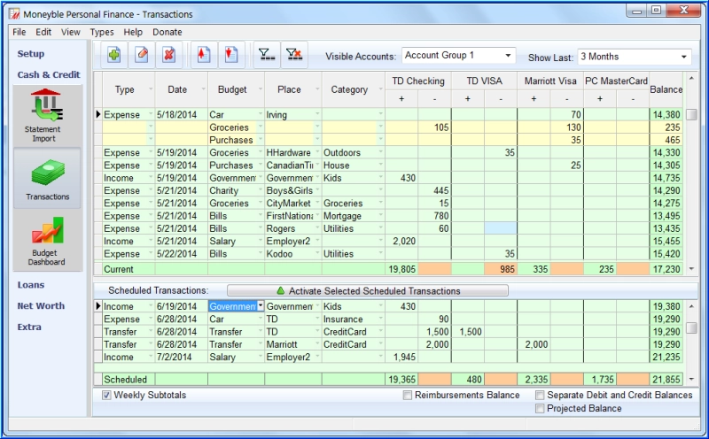 Transaction Review and Editing in a spreadsheet