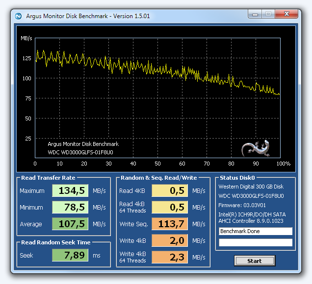 HDD/SDD Benchmark: Measure the transfer rate, seek time and random read/write rates of your hard disk or SSD