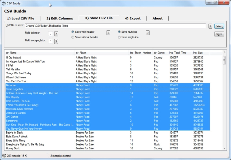 Save CSV File