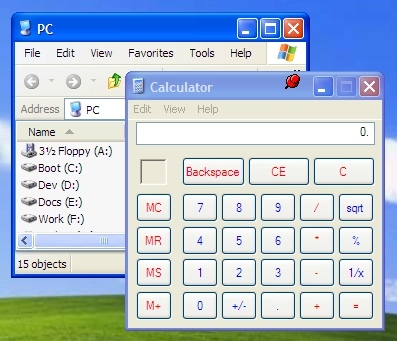 Pinned Calculator window