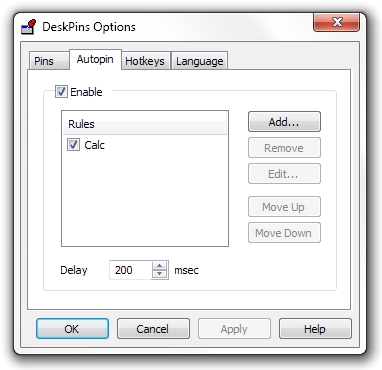 Autopin options