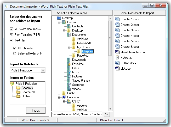 Document Importer - Import Word docs from anywhere on your PC