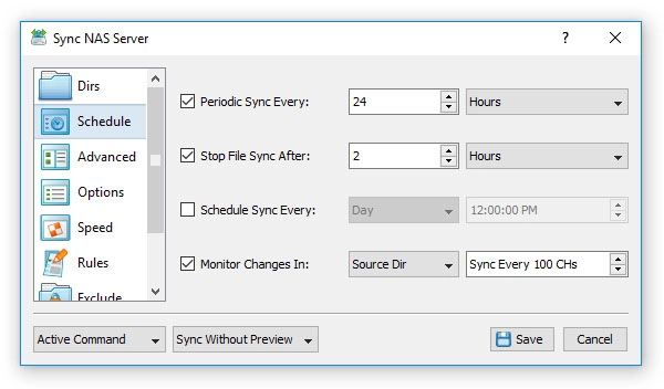 File Synchronization Schedule Options