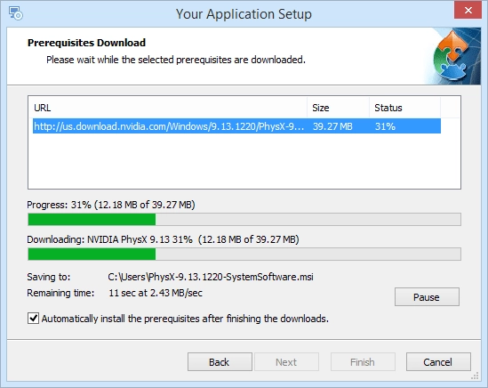 Setup bootstrapper downloading and installing a prerequisite