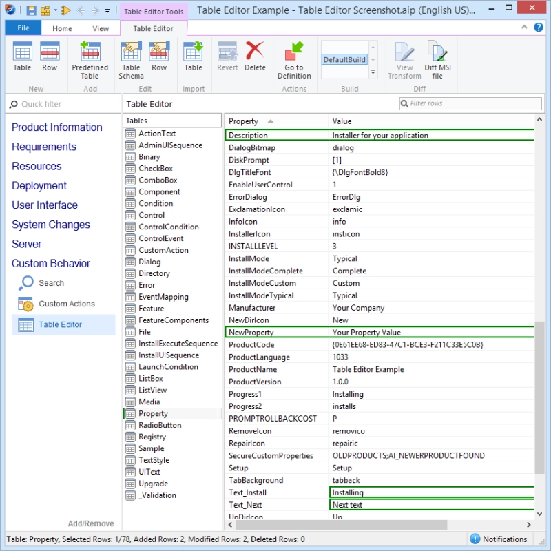 Editing MSI database tables directly