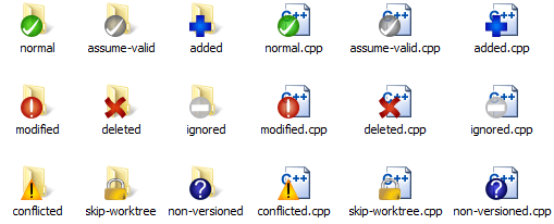 Overlay icons in explorer indicating the status of files and folders