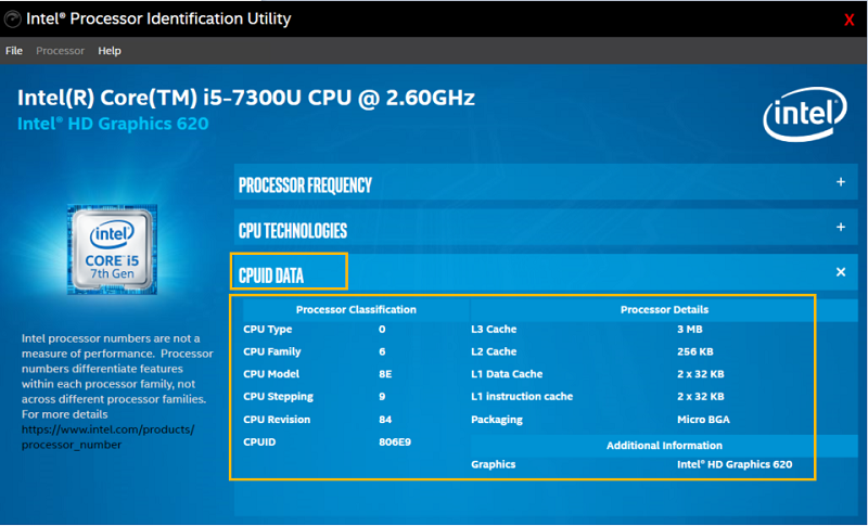 Intel Processor Identification Utility 7.1.8 | System Information Software