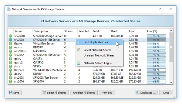 Searching Duplicate Files in Network Servers and NAS Storage Devices